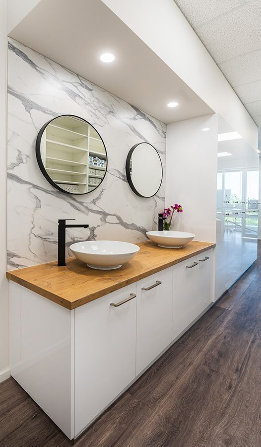 Vanity with timber top and undermount basin