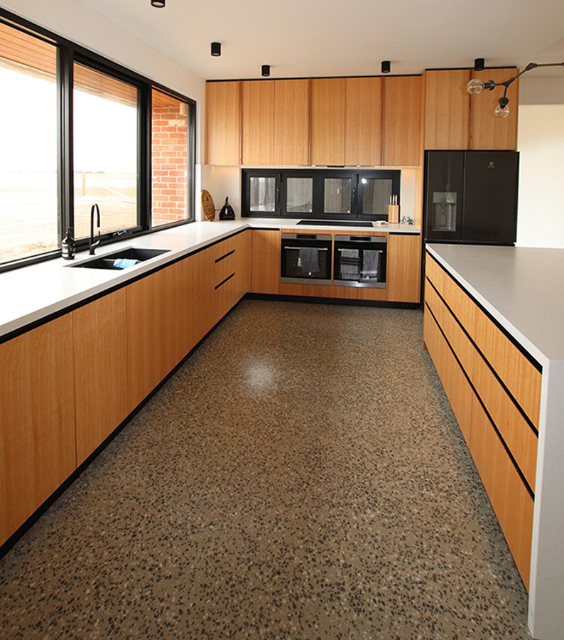 Modern timber kitchen with full height pantry