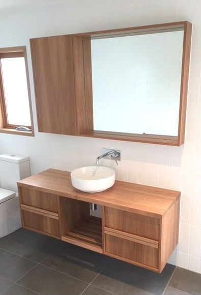 Shaving cabinet and timber wall hung vanity combination