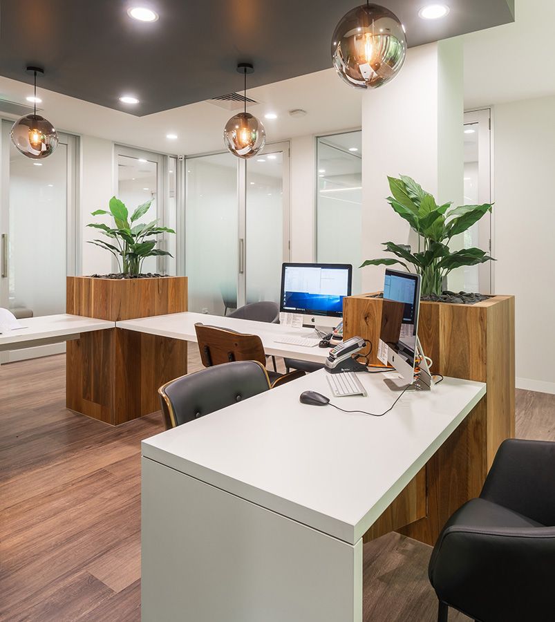Custom office work stations and desk joinery