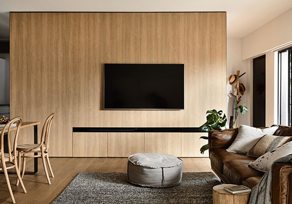 Natural living room joinery from the Mornington project