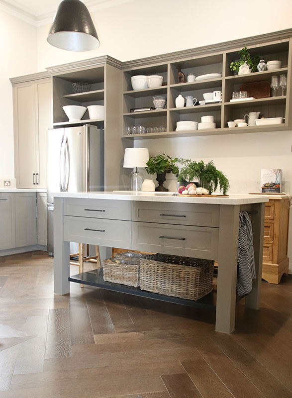 Country style kitchen with custom island bench