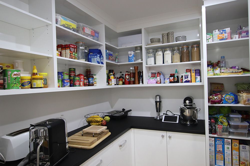 Pantry with generous shelving and storage for every appliance