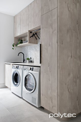 Polytec Angora laundry finish in a light neutral tone