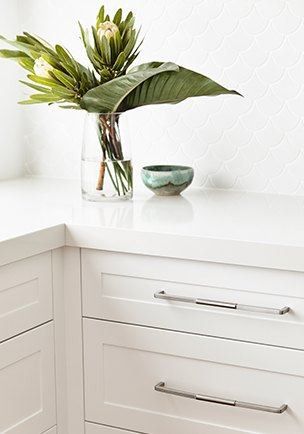 White cabinetry in a coastal kitchen project