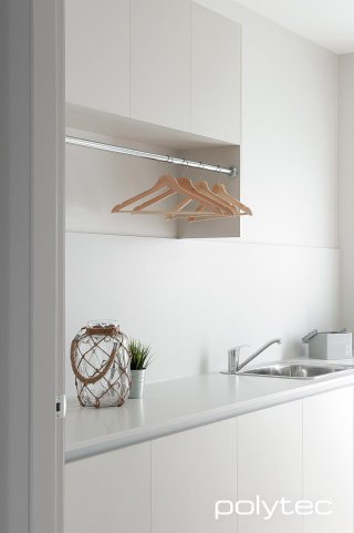 Polytec melamine laundry cabinetry with durable finish